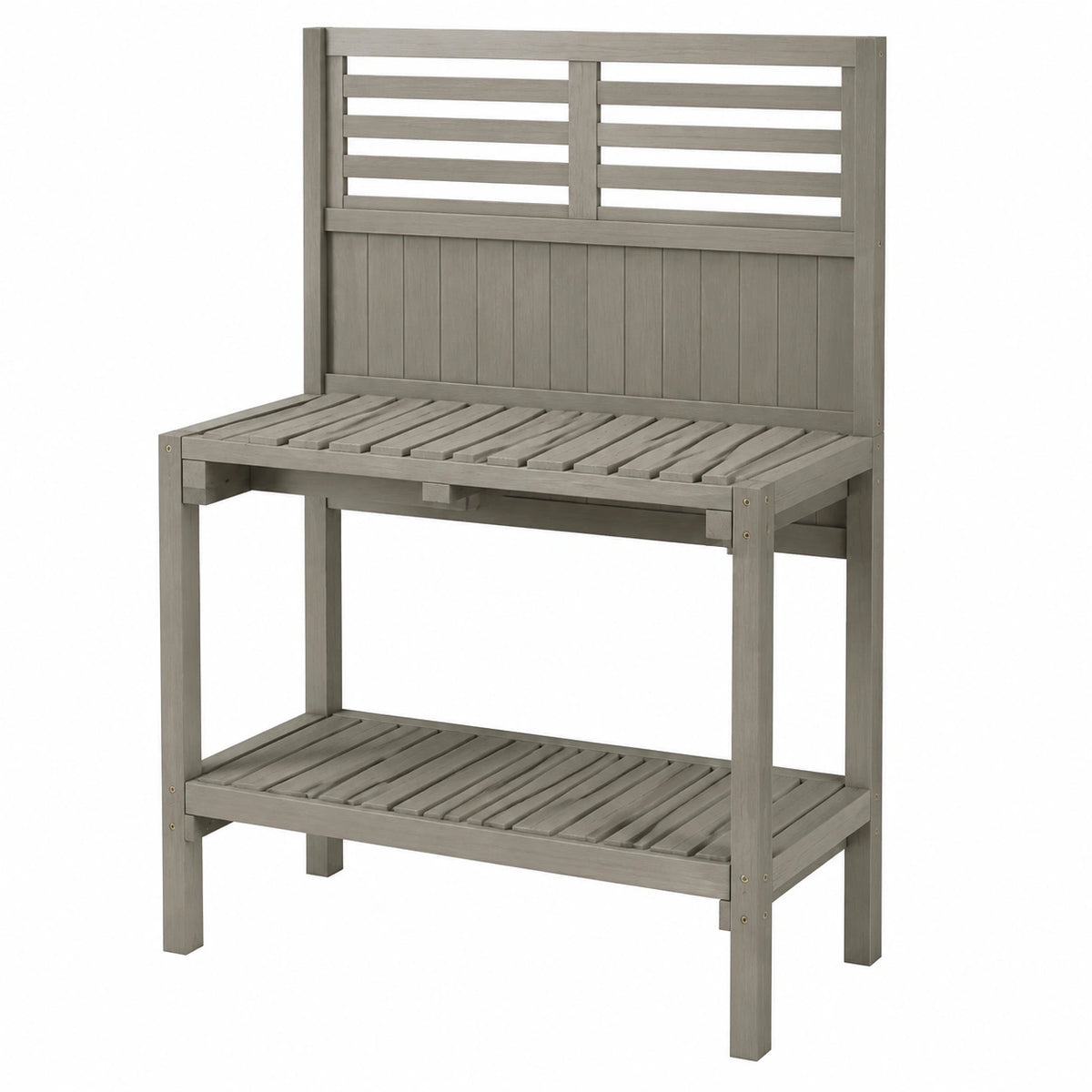 Table de jardinage 100 x 50 x 160 cm en bois gris avec étagère et panneau à lattes