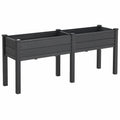 Lot de 2 jardinières surélevées 200 x 50 x 80 cm en bois noir pour jardin