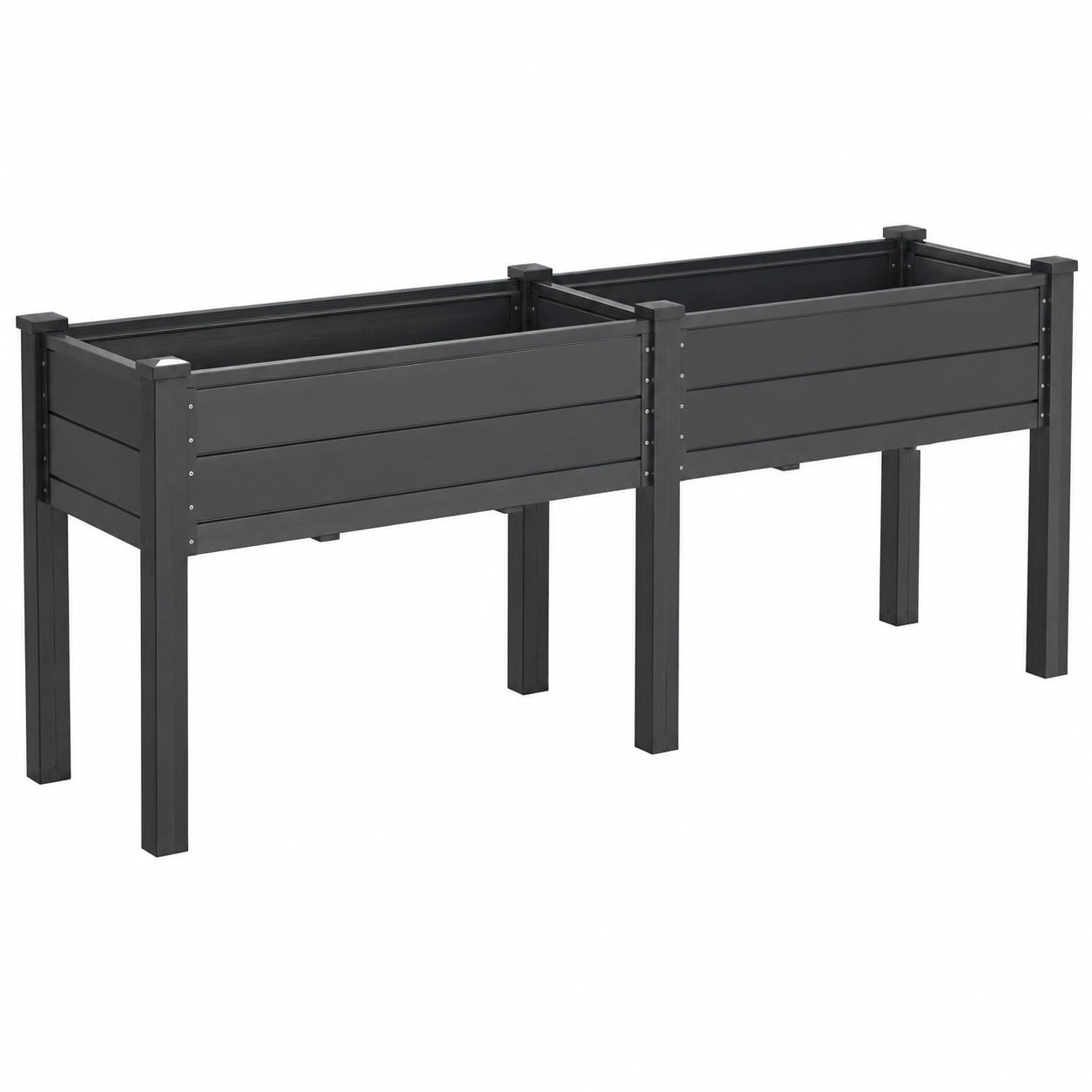 Lot de 2 jardinières surélevées 200 x 50 x 80 cm en bois noir pour jardin