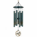 Carillon éolien en métal bleu foncé et doré 90 cm à tubes suspendus décoratifs