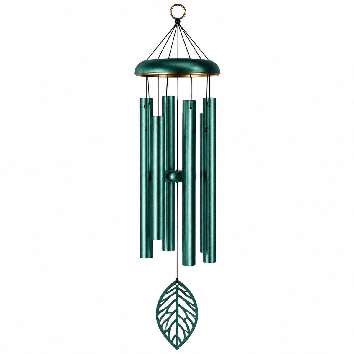 Carillon à vent 90 cm en métal vert foncé décoratif suspendu