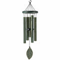 Carillon éolien 75 cm en métal vert style feuille