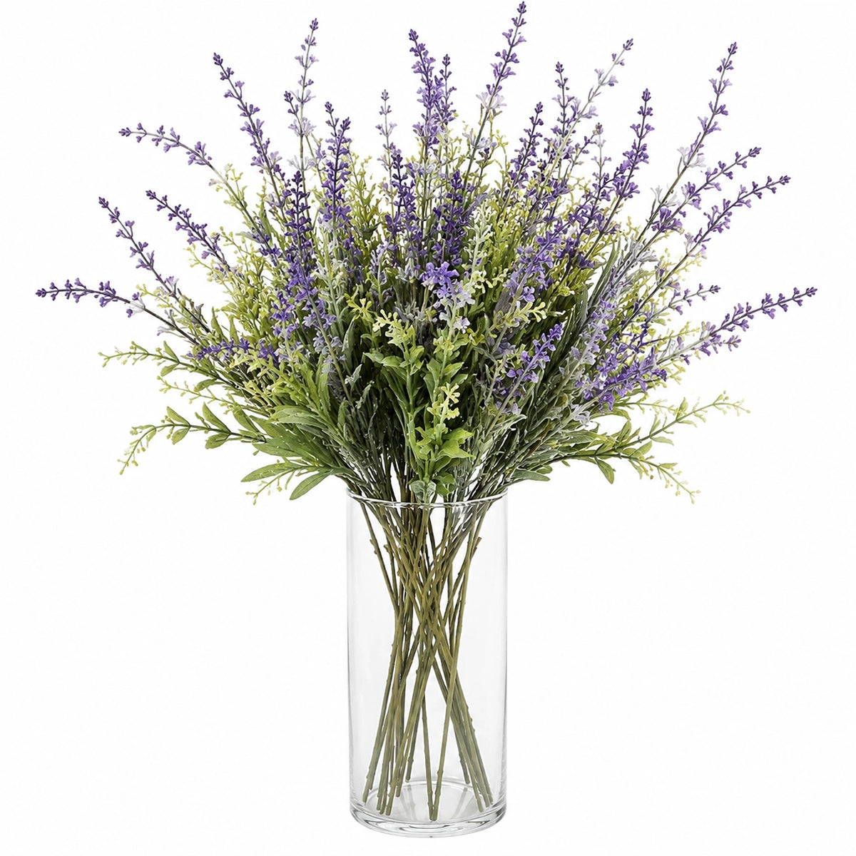 Bouquet de fleurs artificielles 65 cm lavande violet et vert en plastique décoratif