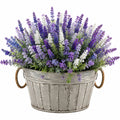 Plante artificielle en pot 45 cm lavande violet blanc métal style rustique