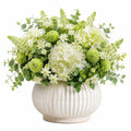 Plante fleurie artificielle en pot 55 cm blanc vert céramique décoration intérieure