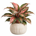 Plante artificielle en pot 65 cm feuillage vert et rose décoratif intérieur